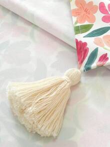 1件防水防污花卉图案桌布，可爱清新的粉色带流苏装饰，适合节日、派对、生日、日常用餐、厨房和餐厅装饰，四季皆宜。 - 粉色 - 查看 11
