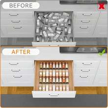 Yieach 4 Pack Adjustable Narrow Spice Rack For Drawer - Expandable From 9" To 17.7" - Acrylic Drawer Seasoning Organizer,Tiered Clear Spice Tray For Spices,Condiment,Nail Polish And Jar Organization - Màu A - Xem 6