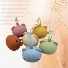 Silicone Pacifier Pouch/Pacifier Case/Coin Pouch Silicone Material Suitable For Children's Storage V0XD - Brown - View 4