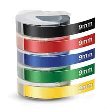 5 cuộn băng dán nhãn dập nổi màu đen, tương thích với máy in nhãn Dymo, nhãn nhựa 3D kích thước 3/8 inch, phù hợp với Dymo Organizer Xpress 12965 DYM 12966 Office Mate II, nhãn tự dính dập nổi. - Gói 5 cái - Xem 9