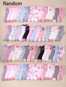 20 pares de calcetines de media caña casuales y deportivos con diseño de corazones de cereza y rayas para niñas/niños, un regalo de cumpleaños creativo - Multicolor - Ver 13
