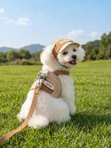 PETSIN 1 Set Dog Harness Leash Outfit With Hoodie, Adjustable & Washable For Small/Medium Dogs & Cats - Brown - View 2