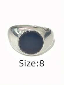 1 pieza Anillo de hombre minimalista casual ovalado, redondo, con diamante de imitación negros, hecho de acero inoxidable 316, chapado en oro de 18K por dentro y por fuera, impermeable e hipoalergénico, adecuado para hombres con estilo minimalista clásico - Anillos ovalados/redondos para hombre - Ver 17