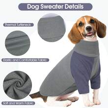 1pc High Collar Elastic Dog Sweater, Soft Warm Jacket, Small/Medium/Large Breed Dog Fleece Vest, Suitable For All Seasons Dog Shirt, Knitted Pullover Lightweight Clothing Jumpsuit - Grey - View 4