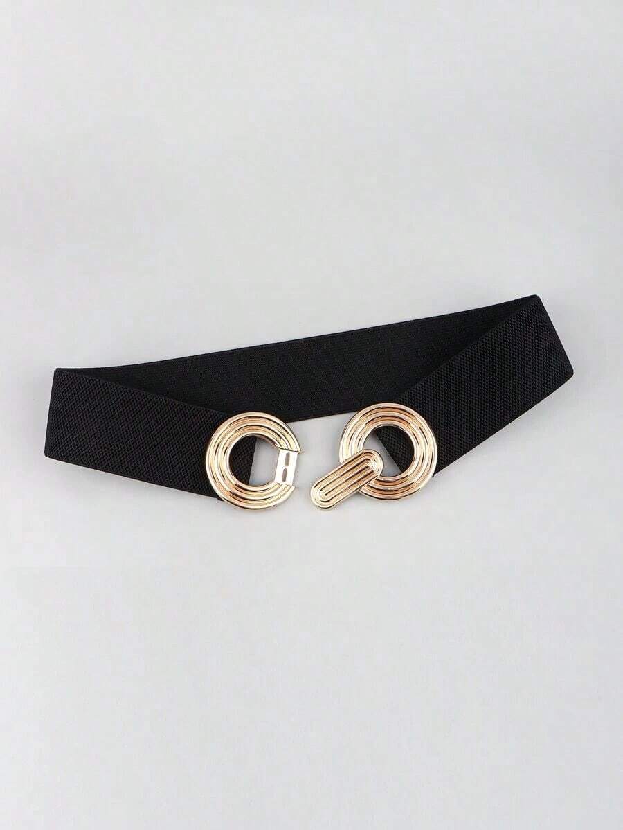 1pc Black Metal Round Elastic Cinch Belt Girdle Stretch Waistband Dress Halloween Summer, School Fall, Autumn, Halloween - Màu tím - Xem 1