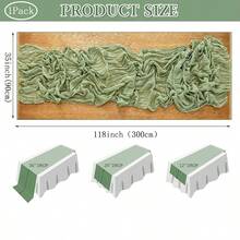 1条/4条/6条/12条装，尺寸90*180厘米/90*300厘米，可折叠涤纶桌旗，适用于节日和生日派对装饰、婚礼用品、家庭聚会、室内餐桌装饰、桌布、桌旗和桌罩。 - 薄荷綠 - 查看 2