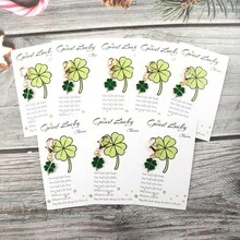 8个幸运四叶草钥匙扣，附赠贺卡、感谢卡，非常适合作为礼品袋填充物，适合爱尔兰圣帕特里克节、婚礼、生日、毕业派对礼物，绿色环保礼品 - 彩色 - 查看 3