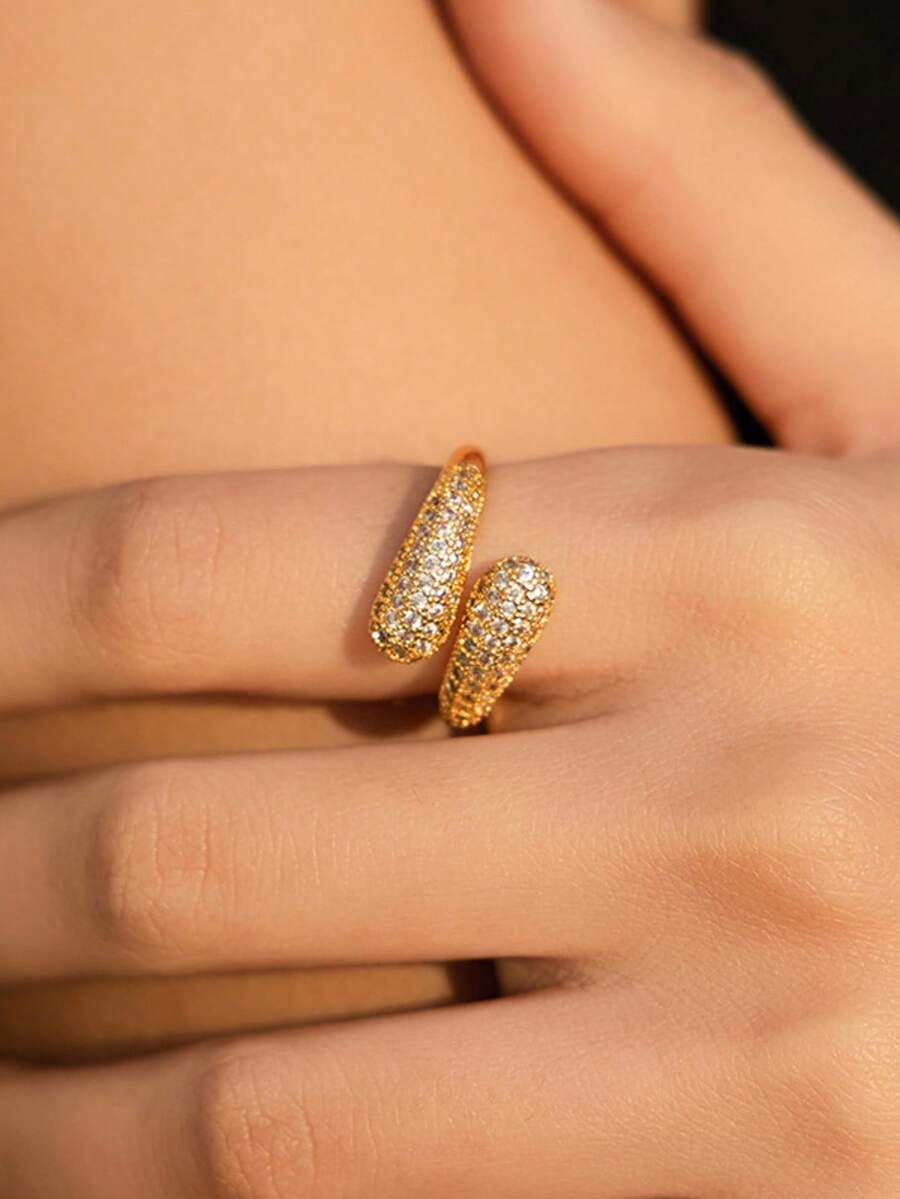 Double-Headed Design Fashion Ring, Open Design Exaggerated Personalized European And American Retro Finger Ring, Electroplated - Water Drop Ring - View 1