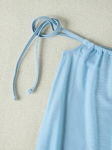 New Spring/Summer Elegant Sexy Casual 3-Piece Bikini Set For Beach Vacation Party: Underwire Bandeau Top + Ombre Print Maxi Skirt - Multicolor - View 7