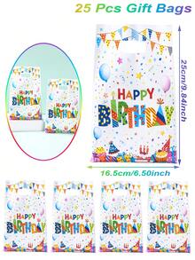 10/25/50个装生日派对礼品袋，白色背景生日气球图案糖果袋，适用于生日派对装饰、一周岁生日派对礼品袋、糖果袋、生日派对礼物包装用品、生日派对桌面装饰糖果袋、性别揭晓派对装饰、婴儿派对装饰、一周岁生日礼物、足球主题装饰、派对礼品袋填充物 - 生日氣球 - 查看 15