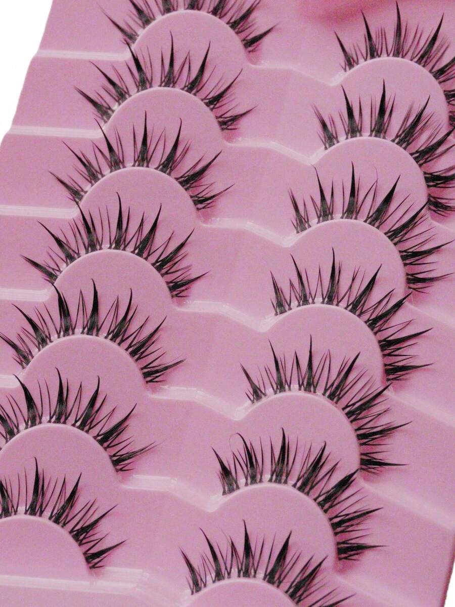 7 pares de pestañas postizas naturales con efecto mojado tipo injerto, de estilo Y2K con banda transparente, 3D esponjosas y de estilo de ojos de gato, largas y dramáticas, herramienta de maquillaje