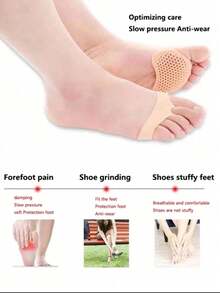 1 Pair Forefoot Pads, Anti-Slip Silicone Toe Pads, Women's Half Size Honeycomb Silicone Insoles - Multicolor - View 3
