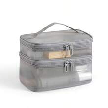 1pc New Mesh Cosmetic Bag, Large Capacity Travel Minimalist Portable Toiletry Organizer Bag With Double Layers - View 6