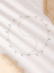 1pc Minimalist Silver Tassel Waterdrop Rhinestone Headpiece, Suitable For Women's Daily Wear, Travel, Party, Gathering, Banquet And Dance Occasions - Silver - View 2