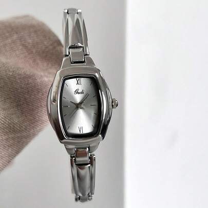 1pc CILOA Luxury Wine Barrel Style Small Gold Watch, Smooth Bangle Strap, Waterproof Casual Ladies Wristwatch