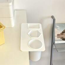 Desk Edge Adhesive Makeup Brush Holder, Minimalist Ins Style Stationery Wall Mount, Multi-Function Desk Pen Cup For Students - Multicolor - View 4