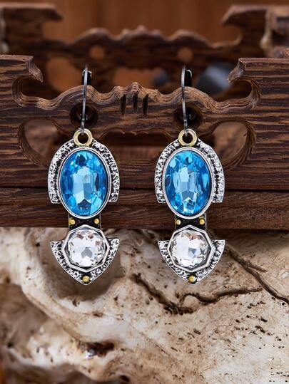 LUMIDIYA 波西米亚风手工西部牛仔绿松石宝石水滴耳环，独特吸睛的时尚配饰，女士日常佩戴，馈赠佳品