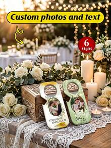 Personalisierter Flaschenöffner-Magnet als Hochzeitsfavour - 10x4,5cm eleganter weißer Flaschenöffner, individualisierbar mit Foto des Paares, Namen ("Olivia & Liam", "Sophie & Tom", "Stephanie & Malcolm") und Hochzeitsdatum ("März 2025", "12. Juni 2025"). Mit Magnetrückseite, 6+ Blumendesigns und robuster Metallkonstruktion. Ideales Geschenk für Neuvermählte, Hochzeitsgäste und rustikale Feiern. Perfekt für Empfänge, Brautduschen und praktische Erinnerungsstücke. - Verschiedenfarbig - Übersicht 2