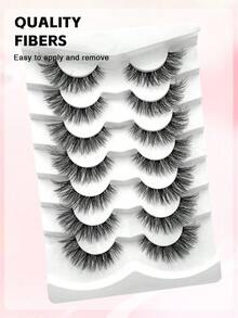 ENCHUW 7 Pairs Clear Band Natural False Eyelashes Fluffy Curling Eye Lashes Full Strip Lashes Faux Mink Lashes For Daily Wear - Black - View 5