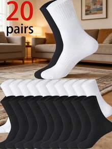 20/10/5/1 pares de calcetines tipo tripulación para hombres y mujeres, aptos para uso diario - Multicolor - Ver 2