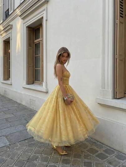 Elegant, Formal & Romantic Princess Style Waist Cinched Flared Party Dresses For Women, Prom Dress For Christmas, New Year Holiday Summer