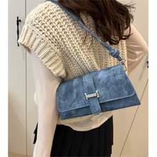 Un simple sac bandoulière pour femme avec boucle, un sac bandoulière contrasté, un sac de transport léger et multifonctionnel, adapté aux activités de loisirs en plein air, aux trajets quotidiens pour aller au travail, faire les courses et aller à l'école. - Bleu azur - Voir 2