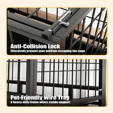 Heavy Duty Metal Dog Kennel, Dog Crate With Double Front Doors & Top Access Door, Anti-Escape Lock & Pull-Out Waterproof Tray, Indoor Small Dog Cage For Puppy, Small Breed Dogs - màu đen - Xem 7