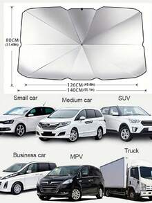 1pc Car Windshield Sunshade, Foldable Sun Visor, Heat Insulation And UV Protection - A - View 9