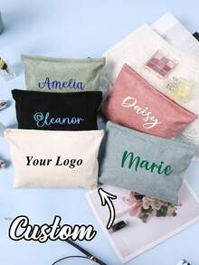Custom Name Makeup Bag, Personalized Corduroy Makeup Pouch Custom, Sanitary Napkin Storage Bag, Travel Makeup Bag, Personalized Storage Bag, Mother's Day Gift - Multicolor - View 6