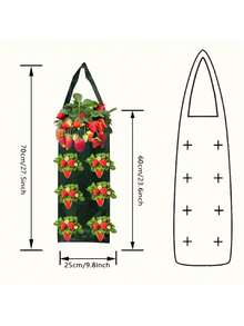 2个装悬挂式草莓种植袋，壁挂式种植袋，多孔悬挂式草莓种植袋，适用于阳台和庭院，透气透水，经久耐用，可重复使用 - 彩色 - 查看 2