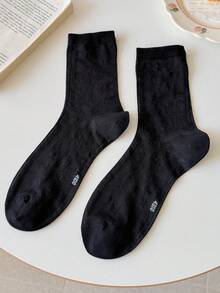1 Pair Women's Solid Color Sheer Thin Pearl Fashionable Minimalist Cute Korean Style Mid-Calf Socks, Suitable For Spring/Summer Daily Wear - Multicolor - View 16