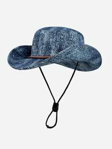 2026 New Retro Denim Bucket Hat, Unisex Spring Summer Outdoor Hiking Sun Protection Wide Brim Cap - A - View 7