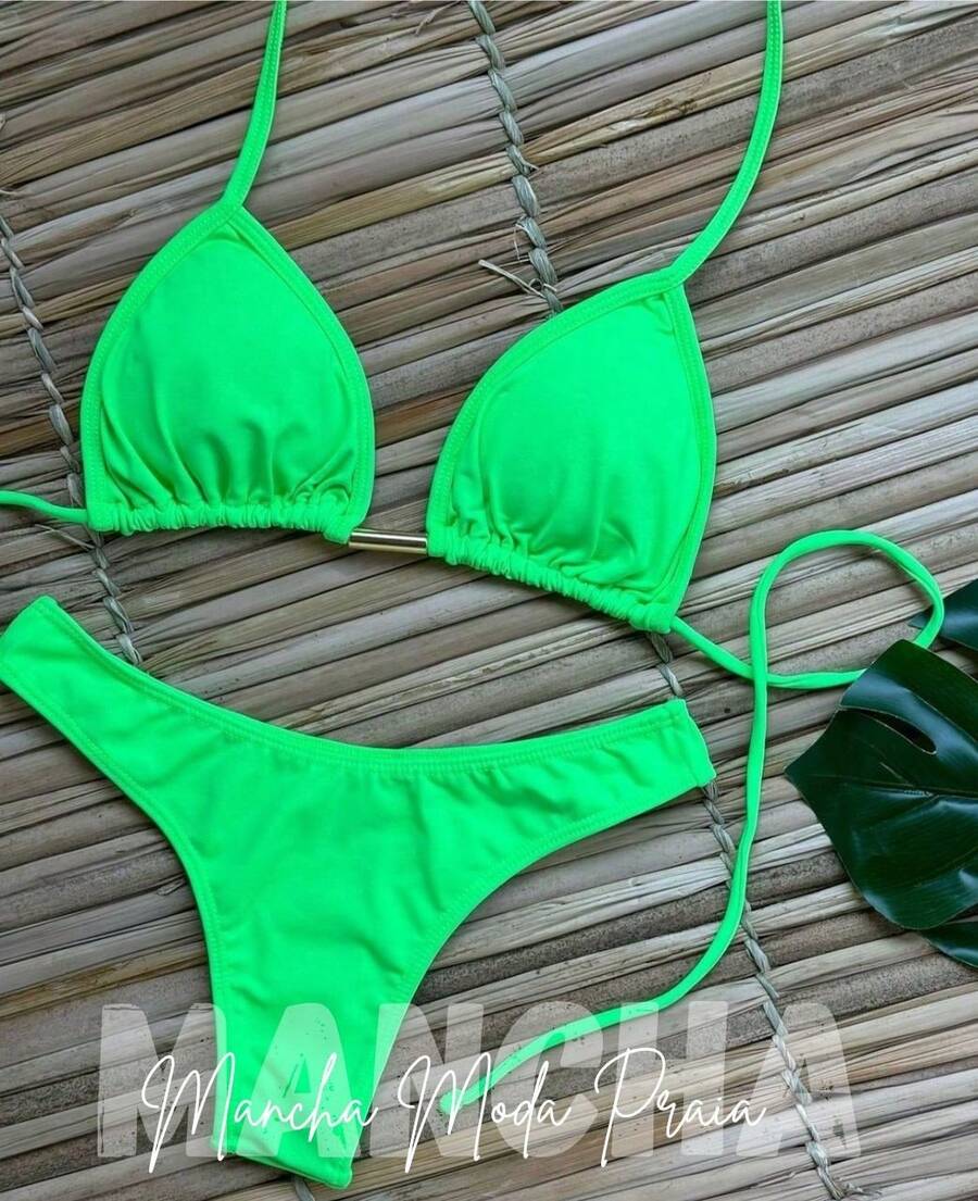 Polyamide Bikini With Lined Cups - S, M, L, XL - Lime Green - View 1