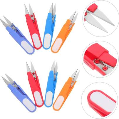 1pc Compact Colorful Scissors With Protective Cover - Portable Thread Cutter For Sewing & Knitting, Ambidextrous Design, Random Color Selection