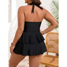 Plus Size Swim Dress For Women Sleeveless Halter Swimsuit Ruffle Layered Bathing Suit Tummy Control Swimwear For Teens Girls - Multicolor 94 - View 6
