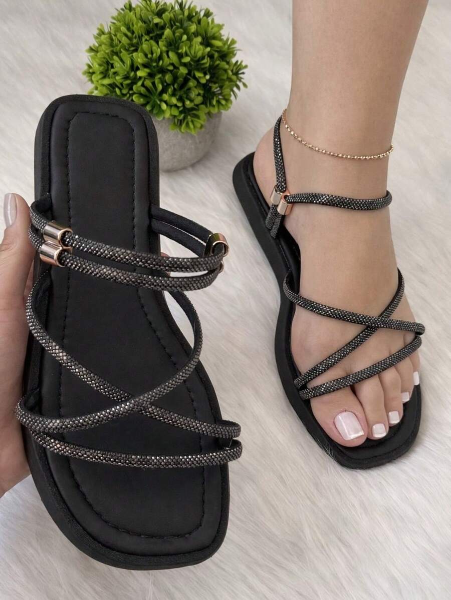 Elegant, Sparkling Rhinestone Beach - Luxury Black - View 1