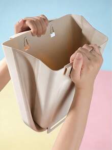 1pc Kitchen Foldable Trash Can Household Cabinet Hanging Garbage Storage No Bending Thick Large Diameter Garbage - Multicolor - View 7