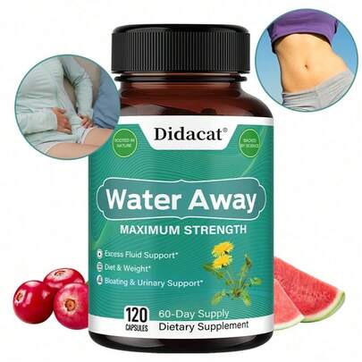 Bunkell Water Away Capsules - With Dandelion Leaf, Cranberry Fruit Powder & Juniper Berry - Supports Urinary Tract Health - 120 Capsules