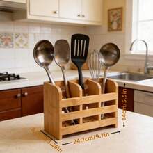 Bamboo Kitchen Utensil Storage Canister, Bamboo Kitchen Utensil Storage Jar, Rustic Style Kitchen Decor - Multicolor - View 8