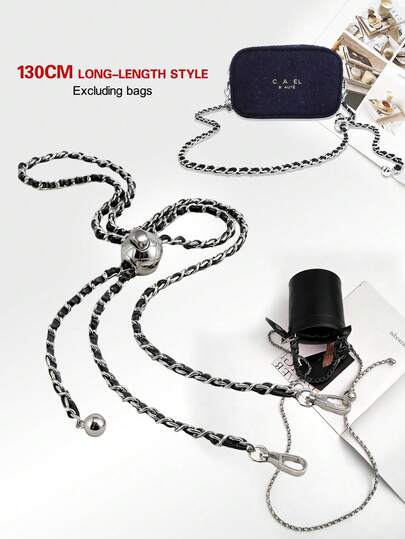 1pc 130cm Silver Metal Chain With Adjustable Clasp, Replacement Shoulder Strap Chain For Crossbody Bag, DIY Bag Accessories Bag Straps Bag Charm Bag Chain Accessories Teacher Gifts