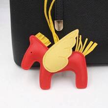 Tassel Girls Pendant Keychain, Imitation  Retro Leather Pony School Bag Accessories Pendant - Brown - View 3
