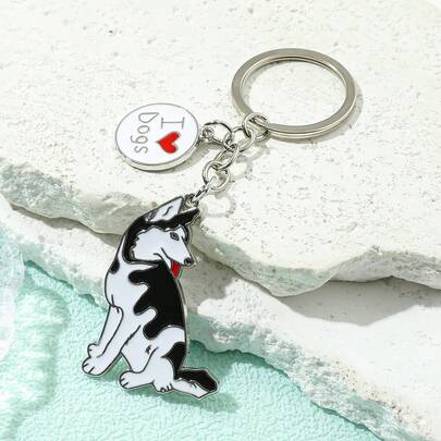 1 chiếc mặt dây chuyền trang trí túi hình chú chó dễ thương bằng kim loại, mặt dây chuyền hợp kim trang trí túi xách dành cho người yêu chó, móc chìa khóa xe hơi phù hợp để đeo hàng ngày.