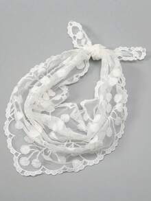 1 chiếc khăn choàng/khăn quàng cổ viền ren hoa. - Nhiều màu - Xem 3