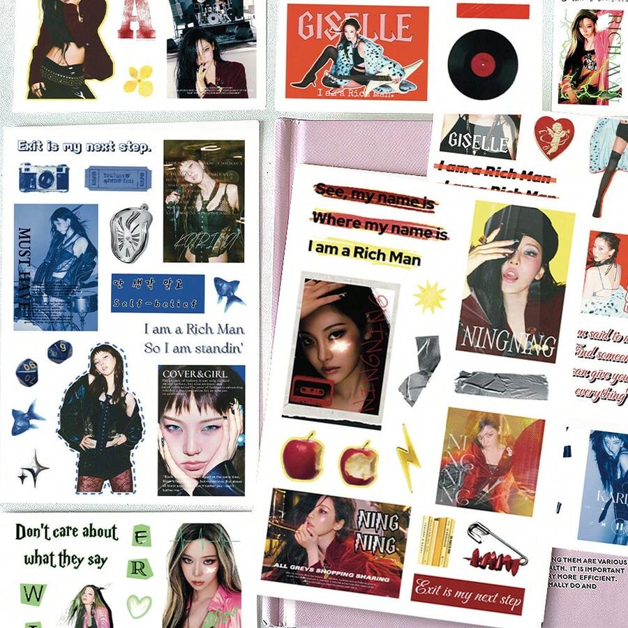 8张Aes-Pa R专辑创意模切贴纸，高品质防水贴纸套装 - 彩色 - 查看 1