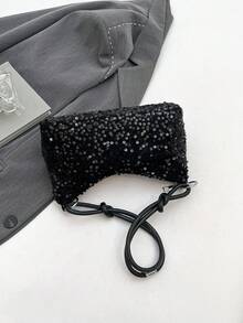 Casual Chic Sequin Shoulder Bag, Personalized Minimalist Large Capacity Crossbody Bag - Black - View 9