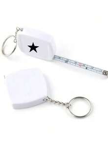 1pc, Retractable Tape Measure Keychain - 1 Meter/3 Feet,Star Pattern, Daily Use And Birthday Parties - Includes Sliding Lock - Essential Apartment And Back To School Supplies - A - View 8