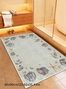 1pc Faux Wool-Like Coastal Seashell Print Decorative Rug/Mat, Machine Washable, Easy Storage & Folding, Suitable For Bedroom, Living Room, Entryway, Adds Summer Vibe To Your Space - Multicolor - View 4
