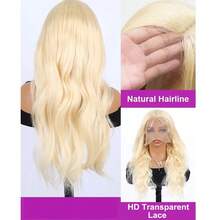 13x4蕾丝前假发，真人混纺发丝，预先拔毛，200%密度，水波纹高清蕾丝前假发，真人混纺发丝，透明前额无胶假发，处女真人混纺发丝，带婴儿发，女士款 - S613 - 查看 10