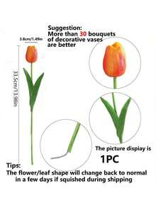 1/20支装仿真郁金香，质感逼真，适合婚礼、房间、家居、酒店、派对、活动、情人节、新年礼物等场合。 - 橘色 - 查看 8