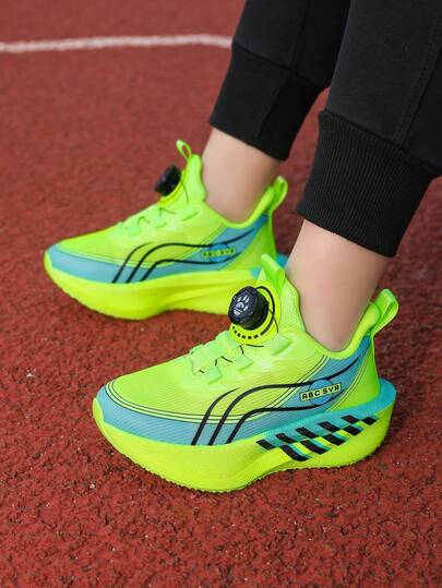 New Fashionable & Comfortable Breathable Mesh Bright Color Thick Sole Low-Top Sneakers - Big Kids Student Anti-Slip Durable High Rebound Running Shoes - Suitable For Children's Outdoor Activities & Daily Wear